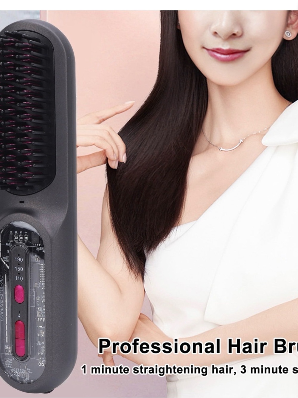 Professional Hair Straightening Brush - Black